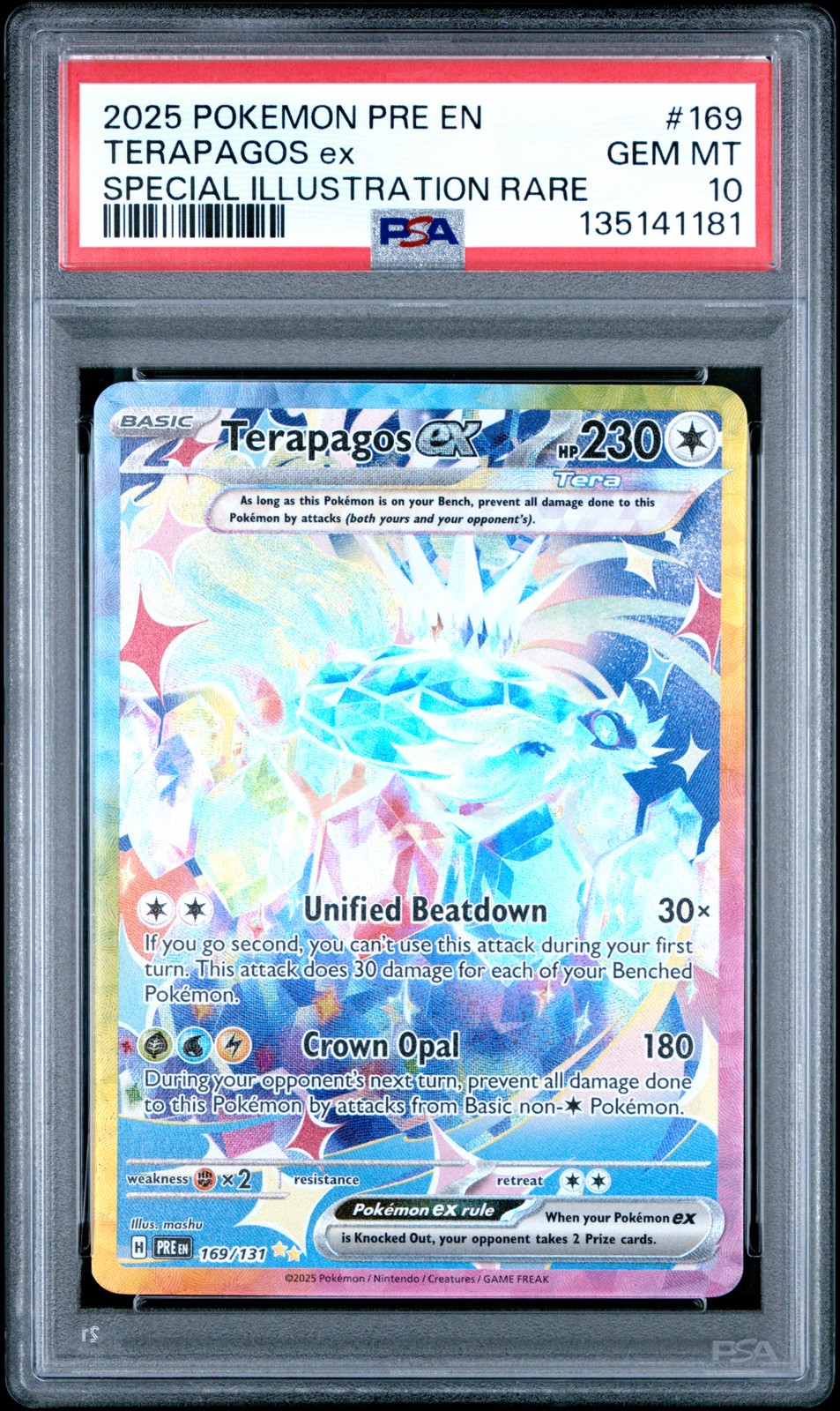 2025 POKEMON PRISMATIC EVOLUTIONS SPECIAL ILLUSTRATION RARE TERAPAGOS EX PSA 10