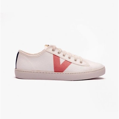 Victoria Berlin ECO Contrast bequeme Canvas-Schnürschuhe weiß/rose