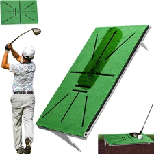 Golf Hitting Mat Swing Path Detection with 14''X9'' Aluminum Base 3'' Ground Spi