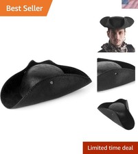 Vintage Faux Leather Unisex Tricorn Pirate Hat - Perfect for Cosplay  Halloween