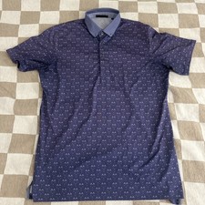 Greyson Men's Grey And Purple Short Sleeve Golf Polo Size L