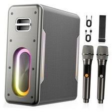 Karaoke Machine for Adults  Kids, Bluetooth Speaker Portable with 2 Black