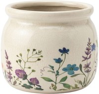 Clayre & Eef 6CE2439S Dekoration Blumentopf Beige GrüN 12X10 Cm