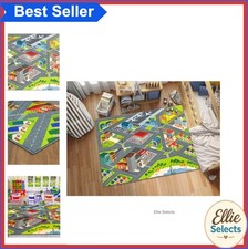 Kids Road Map Play Area Rug 5x6 Educational City Traffic Polypropylene Non Skid