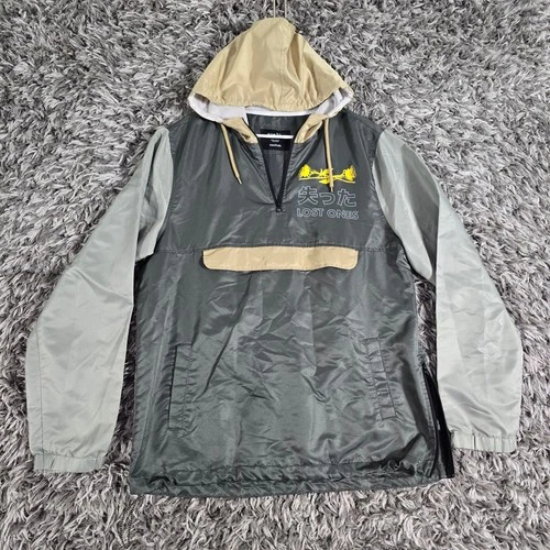 rue21 Mens Lost Ones Graphic Windbreaker Anorak Jacket Gray Tan Medium 3578 - product listing photo
