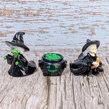 3 Piece Set Mini Miniature 2 Witches a Cauldron Witch Halloween Craft Supplies