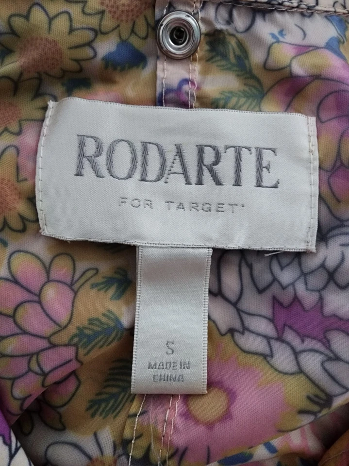 RODARTE for Target Impermeable Beige Floral Con Capucha Para Mujer Talla S Chaqueta Frontal a Presión  Foto 4 de 4