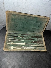 ANTIQUE or VINTAGE EUGENE DIETZGEN CO ??DRAFTING SET WITH CASE#4112