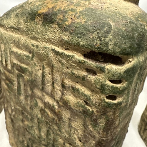 Set of 3 Mexican Folk Art Pottery Vase Jug Rustic Primitive Stone-Look Geometric - Picture 10 of 15