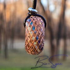 Ciondolo energia vortice Phi Torus— Agni Manitite Herkimer opali di fuoco Welo/nero