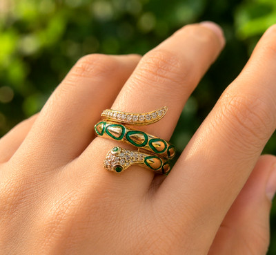 1.20Ct Round Lab Created Diamond Snake Wedding Band Ring 14K Yellow Gold Plated