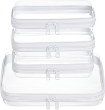 4 Pcs Clear Zipper Pouches,Hard Shell Zipper Case