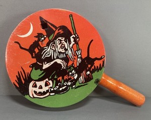 U.S. Metal Toy HALLOWEEN Witch, Black Cat, Jack O Lantern Noise Maker 4”