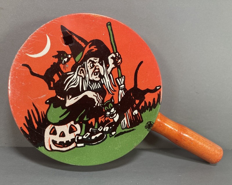 U.S. Metal Toy HALLOWEEN Witch, Black Cat, Jack O Lantern Noise Maker 4”