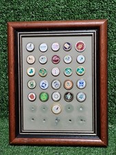 Golf Ball Marker Display Frame & Golf Ball Marker Collection x 26 The Open Golf
