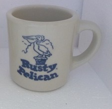 Vintage RUSTY PELICAN RESTAURANT WARE heavy DINER COFFEE MUG MADE IN USA
