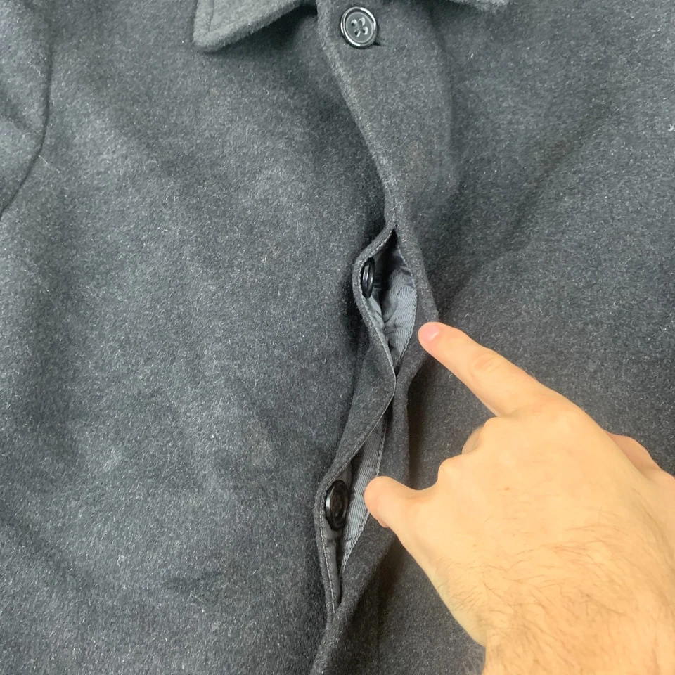 Banana Republic Mens Jacket M Black Wool Cashmere Pea Coat Button Up Collar Long - Image 3 of 4