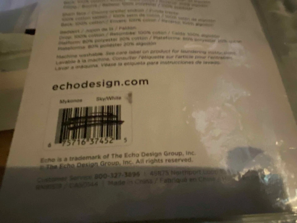 NUEVO ECHO 'MYKONOS' TWIN JUEGO DE EDREDÓN 1 FALDA DE CAMA FALSA ALGODÓN LAVABLE A MÁQUINA Foto 4 de 4