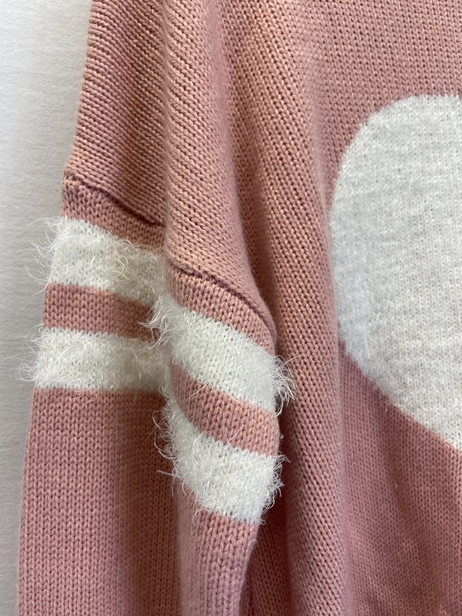 Show Me Your Mumu Sweater Medium Pink Heart Cropped Pullover Varsity  Valentines | eBay