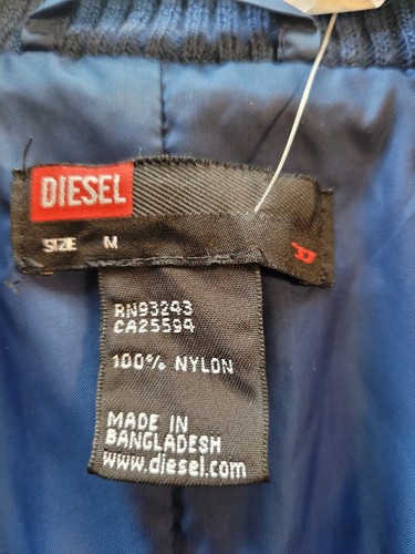 Diesel Quilted Long Sleeve Mock Neck Collar Full Zip Puffer Coat Blue Men’s M - Picture 10 of 12