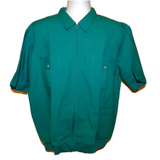 Vtg 70s JOHN BLAIR Shirt Jacket Pool Leisure Full Zip Mod Men's Size XL Green