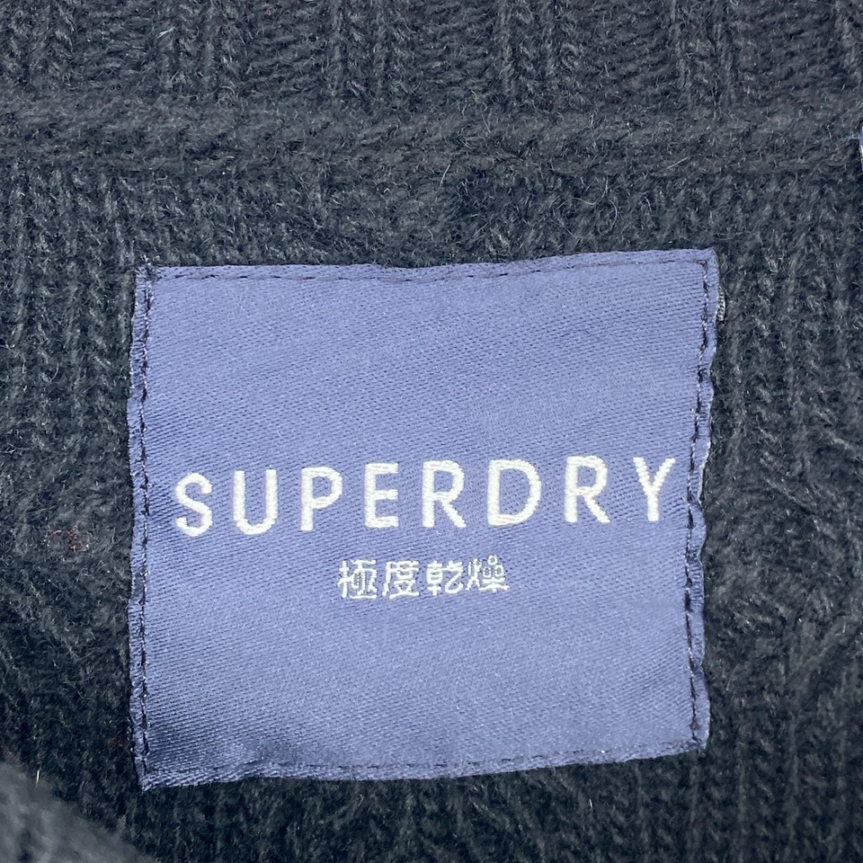 SUPERDRY Suéter Mujer 6 Lana Cachemira Pescador Cable Jersey Negro Foto 4 de 4