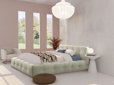 Polsterbett Doppelbett AURORA 160x200cm in Stoff Boston Toffee