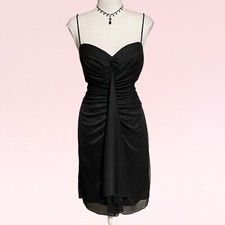 vintage 90s y2k whimsigoth black chiffon ruched goth vampy party slip dress 12