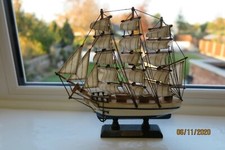 SMALL VINTAGE WOODEN MODEL OF THE CONSTTUTION  - 23cm long  x 24cm - GREAT COND'
