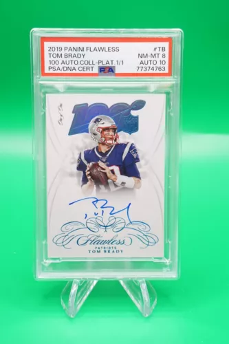 2019 Flawless NFL 100 Auto Platinum TRUE 1/1 Tom Brady Auto PSA 8/10 R6220J