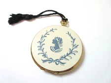Vintage Volupte Compact Wedgwood Image Pocket Watch Style with Tassel