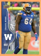 Travis Bond 2017 Upper Deck CFL all-star card Winnipeg Blue Bombers Nth Carolina