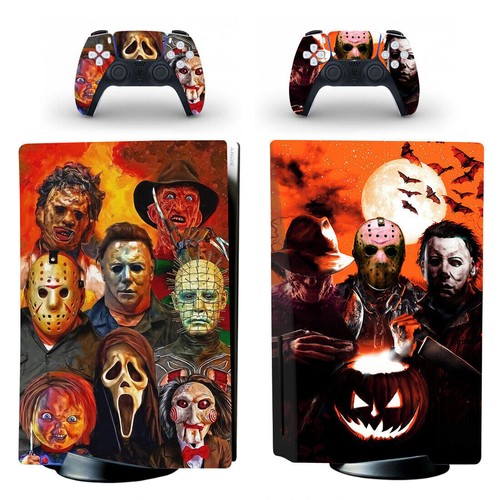 Skin Sticker Halloween Friday Wrap PS5 Slim Console Controllers Jason Michael - Picture 59 of 83