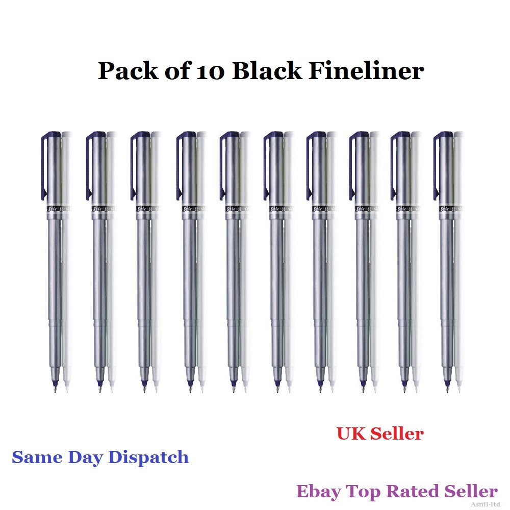 10 Schwarze Fineliner Stifte – 0,5 Mm Spitze, Wasserbasierte Tinte, Für Schule & Kunst