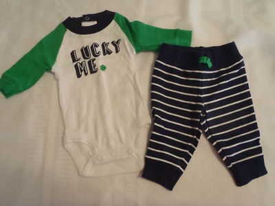 Carters Newborn or 3 Month Choice Bodysuit Striped Pant Lucky Me Outfit NWT