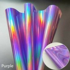 Faux Leather Fabric Metallic Shiny Laser Holographic DIY Craft Material A4A5