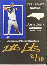 Jonathan Santucci Signed Rookie Trading Card Duke Blue Devils - New York Mets