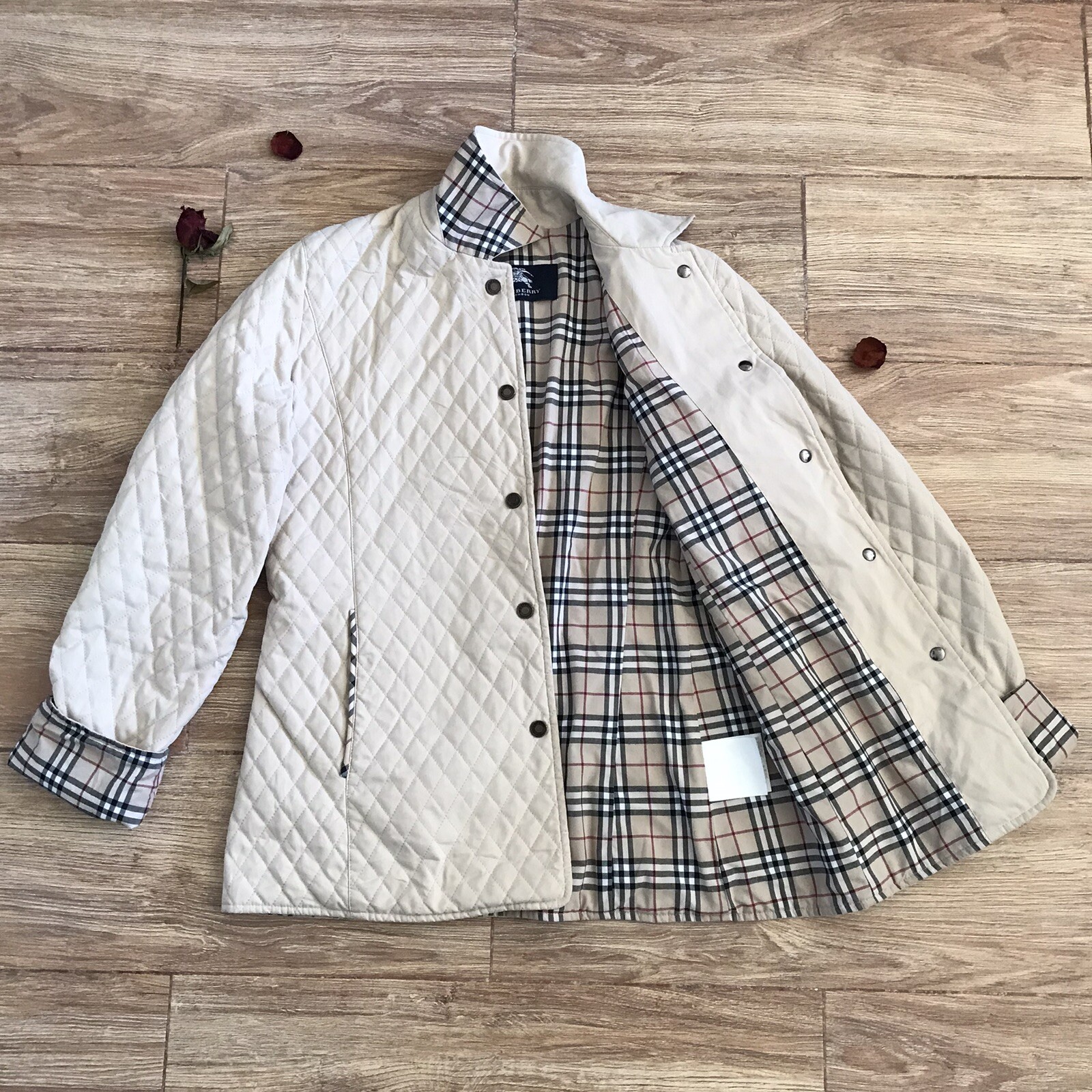 Burberry London Quilted Coat Jacket Nova check Diamon… Gem