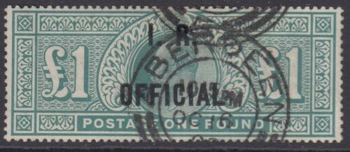 SG O27 £1 blue-green 1902-04. Fine used with Aberdeen CDS’s. Well centred... - Bild 1 von 1