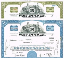 USA  SET OF RYDER SYSTEM INC stock certificate/bond
