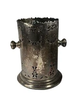 Vintage Industrial Argentina Silver Plated Wine Holder Caddy 7 " Tall