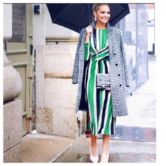 Zara green striped shop dress