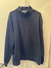 NICE! Cutter & Buck XL Mens Pullover Sweatshirt 1/4 Zip Black 100% Cotton