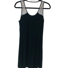 Soma Knit Dress Sleep Lounge Women M Black Lace Keyhole A-line Nightgown Whimsi
