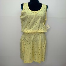 Tail Dress Womens Medium Sleeveless Pockets NOS NWT Made in USA Yellow Floral
