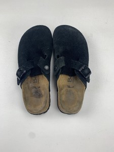 black suede birkenstock clogs