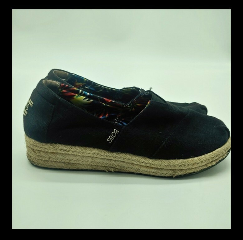 Bobs By Skechers Womens 9.5 Black Jinx 34101 Espadrille Slip On Shoes EUR 39.5 image 2