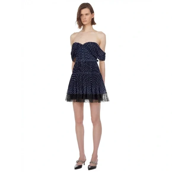 Self portrait best sale plumetis mini dress