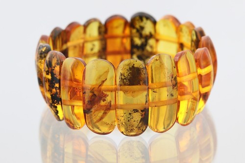 FOSSIL INSECTS Genuine BALTIC AMBER Large Stretch UNISEX Bracelet 25.9g 250520-1 - 第 2/14 張圖片