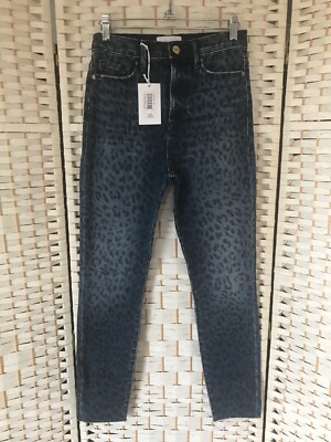 Frame Ali High Rise Cigarette Black Leopard Size 26